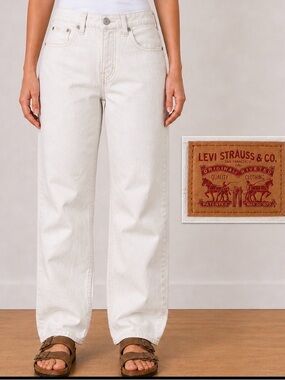 -Levi's Bone 505 Classic Straight Fit Zip Denim Jeans Jan 2017 Women's W/28 L/32